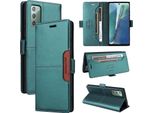 Custodia Per Samsung Galaxy Note 20 5G/4G, Custodia Flip Wallet In Pelle Con Slot Per Schede E Supporto Verde