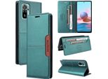 Custodia Per Xiaomi Redmi Note 10S/Note 10 4G, Custodia In Pelle Flip Wallet Con Slot Per Carte E Supporto Verde
