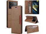 Custodia Per Xiaomi Poco F6 Pro/Redmi K70/K70 Pro, Custodia In Pelle Flip Wallet Con Slot Per Carte E Supporto Marrone