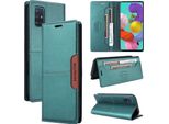 Custodia Per Samsung Galaxy A71 4G, Custodia In Pelle Flip Wallet Con Slot Per Carte E Supporto Verde