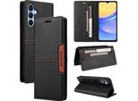 Custodia Per Samsung Galaxy A15 5G/4G, Custodia In Pelle Flip Wallet Con Slot Per Schede E Supporto Nero