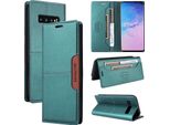 Custodia Per Samsung Galaxy S10+/S10 Plus, Custodia Flip Wallet In Pelle Con Slot Per Carte E Supporto Verde