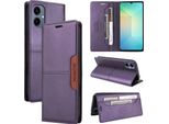 Custodia Per Samsung Galaxy A06, Custodia Flip Wallet In Pelle Con Slot Per Carte E Supporto Viola