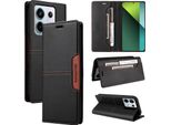 Custodia Per Xiaomi Redmi Note 13 Pro 5G/Poco X6, Custodia In Pelle Flip Wallet Con Slot Per Schede E Supporto Nero