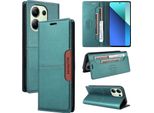Custodia Per Xiaomi Redmi Note 13 4G, Custodia Flip Wallet In Pelle Con Slot Per Schede E Supporto Verde