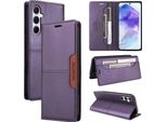 Custodia Per Samsung Galaxy A55, Custodia In Pelle Flip Wallet Con Slot Per Carte E Supporto Viola