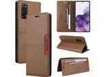 Custodia Per Samsung Galaxy S20 Fe 5G/4G, Custodia In Pelle Flip Wallet Con Slot Per Schede E Supporto Brown