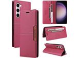 Custodia Per Samsung Galaxy S23, Custodia In Pelle Flip Wallet Con Slot Per Carte E Supporto Rosso