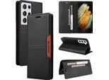 Custodia Per Samsung Galaxy S21 Ultra 5G, Custodia In Pelle Flip Wallet Con Slot Per Carte E Supporto Nero