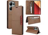 Custodia Per Xiaomi Redmi Note 13 5G, Custodia In Pelle Flip Wallet Con Slot Per Schede E Supporto Brown