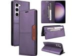 Custodia Per Samsung Galaxy S23+/S23 Plus, Custodia In Pelle Flip Wallet Con Slot Per Carte E Supporto Purple
