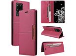 Custodia Per Samsung Galaxy S20 Ultra, Custodia In Pelle Flip Wallet Con Slot Per Carte E Supporto Rosso