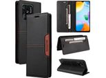 Custodia Per Xiaomi Redmi 10C, Custodia Flip Wallet In Pelle Con Slot Per Schede E Supporto Nero