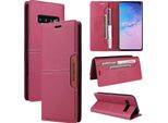 Custodia Per Samsung Galaxy S10+/S10 Plus, Custodia Flip Wallet In Pelle Con Slot Per Carte E Supporto Rosso