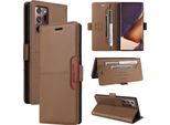 Custodia Per Samsung Galaxy Note 20 Ultra 5G/4G, Custodia In Pelle Flip Wallet Con Slot Per Schede E Supporto Brown