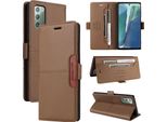Custodia Per Samsung Galaxy Note 20 5G/4G, Custodia In Pelle Flip Wallet Con Slot Per Schede E Supporto Brown