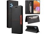 Custodia Per Samsung Galaxy A32 4G, Custodia In Pelle Flip Wallet Con Slot Per Carte E Supporto Nero