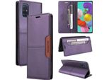 Custodia Per Samsung Galaxy A71 4G, Custodia In Pelle Flip Wallet Con Slot Per Carte E Supporto Purple