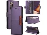 Custodia Per Samsung Galaxy Note 20 Ultra 5G/4G, Custodia In Pelle Flip Wallet Con Slot Per Schede E Supporto Purple