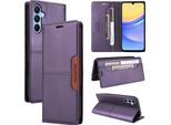 Custodia Per Samsung Galaxy A15 5G/4G, Custodia In Pelle Flip Wallet Con Slot Per Schede E Supporto Viola