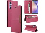 Custodia Per Samsung Galaxy A54 5G, Custodia In Pelle Flip Wallet Con Slot Per Carte E Supporto Rosso