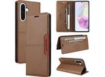 Custodia Per Samsung Galaxy A36, Custodia In Pelle Flip Wallet Con Slot Per Carte E Supporto Brown