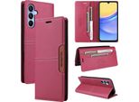 Custodia Per Samsung Galaxy A15 5G/4G, Custodia In Pelle Flip Wallet Con Slot Per Schede E Supporto Red