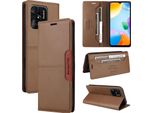 Custodia Per Xiaomi Redmi 10C, Custodia In Pelle Flip Wallet Con Slot Per Carte E Supporto Brown