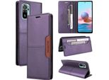 Custodia Per Xiaomi Redmi Note 10S/Note 10 4G, Custodia In Pelle Flip Wallet Con Slot Per Schede E Supporto Purple