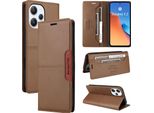 Custodia Per Xiaomi Poco M6 Pro 5G/Redmi 12, Custodia In Pelle Flip Wallet Con Slot Per Carte E Stand Brown