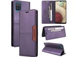 Custodia Per Samsung Galaxy A12, Custodia Flip Wallet In Pelle Con Slot Per Carte E Supporto Viola