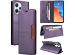 Custodia Per Xiaomi Poco M6 Pro 5G/Redmi 12, Custodia In Pelle Flip Wallet Con Slot Per Carte E Supporto Purple