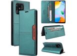 Custodia Per Xiaomi Redmi 10C, Custodia Flip Wallet In Pelle Con Slot Per Schede E Supporto Verde