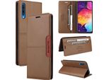 Custodia Per Samsung Galaxy A70, Custodia In Pelle Flip Wallet Con Slot Per Carte E Supporto Marrone