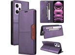 Custodia Per Xiaomi Redmi Note 12 Pro 5G/Poco X5 Pro, Custodia In Pelle Flip Wallet Con Slot Per Schede E Supporto Viola