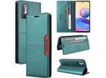 Custodia Per Xiaomi Poco M3 Pro/Redmi Note 10 5G, Custodia In Pelle Flip Wallet Con Slot Per Carte E Supporto Verde