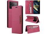 Custodia Per Xiaomi Poco F6 Pro/Redmi K70/K70 Pro, Custodia In Pelle Flip Wallet Con Slot Per Carte E Supporto Rosso