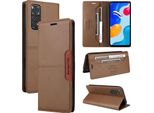 Custodia Per Xiaomi Redmi Note 11S/Note 11 4G/Note 12S, Custodia In Pelle Flip Wallet Con Slot Per Schede E Supporto Brown