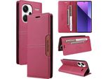 Custodia Per Xiaomi Redmi Note 13 Pro+, Custodia Flip Wallet In Pelle Con Slot Per Schede E Supporto Rosso