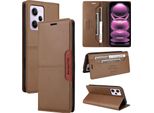 Custodia Per Xiaomi Redmi Note 12 Pro 5G/Poco X5 Pro, Custodia In Pelle Flip Wallet Con Slot Per Schede E Supporto Brown