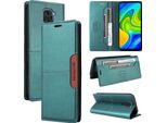 Custodia Per Xiaomi Redmi Note 9, Custodia Flip Wallet In Pelle Con Slot Per Schede E Supporto Verde