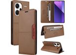 Custodia Per Xiaomi Redmi Note 13 Pro+, Custodia In Pelle Flip Wallet Con Slot Per Schede E Supporto Brown