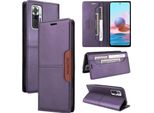 Custodia Per Xiaomi Redmi Note 10 Pro/Note 10 Pro Max, Custodia In Pelle Flip Wallet Con Slot Per Schede E Supporto Viola