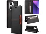 Custodia Per Xiaomi Redmi Note 13 Pro+, Custodia Flip Wallet In Pelle Con Slot Per Schede E Supporto Nero