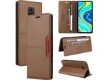 Custodia Per Xiaomi Redmi Note 9S / 9 Pro / 9 Pro Max, Custodia In Pelle Flip Wallet Con Slot Per Schede E Supporto Brown