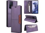 Custodia Per Xiaomi 11T / 11T Pro, Custodia In Pelle Flip Wallet Con Slot Per Schede E Supporto Viola