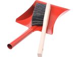 Aqbau Paletta In Metallo Con Manico Corto In Metallo - Paletta Per Pulire E Spazzare + Scopa A Mano Con Manico Lungo - Scopa In Legno - Paletta (Rosso)