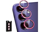 Per Samsung Galaxy S25 5G Alluminio Protettivo Anello Fotocamera + H9 Vetro Duro Temperato Rosso