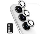 Per Samsung Galaxy S25 5G Alluminio Protettivo Anello Fotocamera + H9 Vetro Duro Temperato Argento