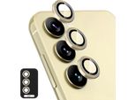 Per Samsung Galaxy S25 5G Alluminio Protezione Anello Fotocamera + H9 Vetro Duro Temperato Oro